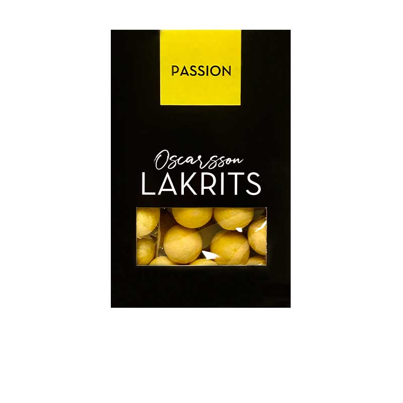 Chokladdragerad lakrits med passionsfrukt