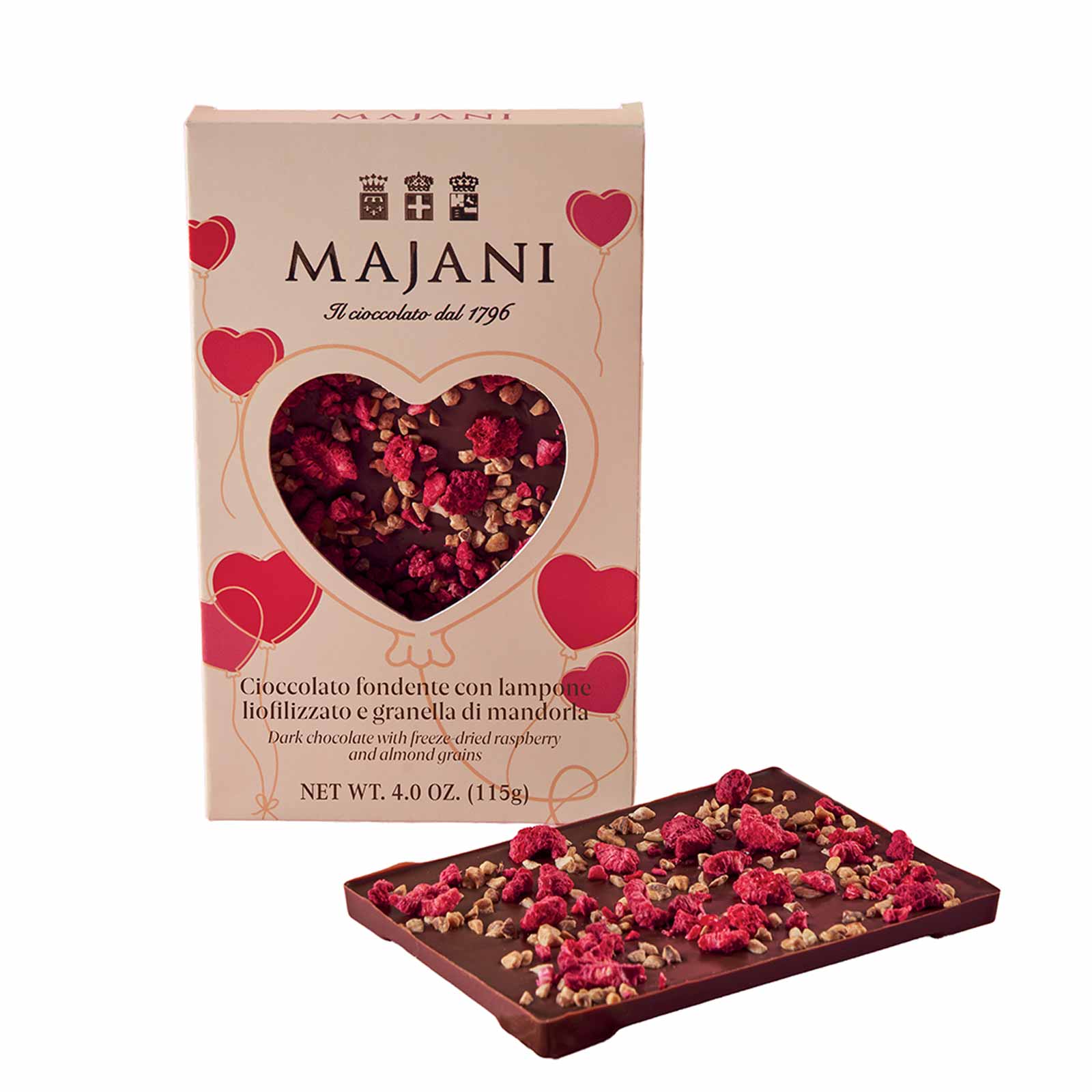 Mörk chokladkaka med hallon och mandelkrisp