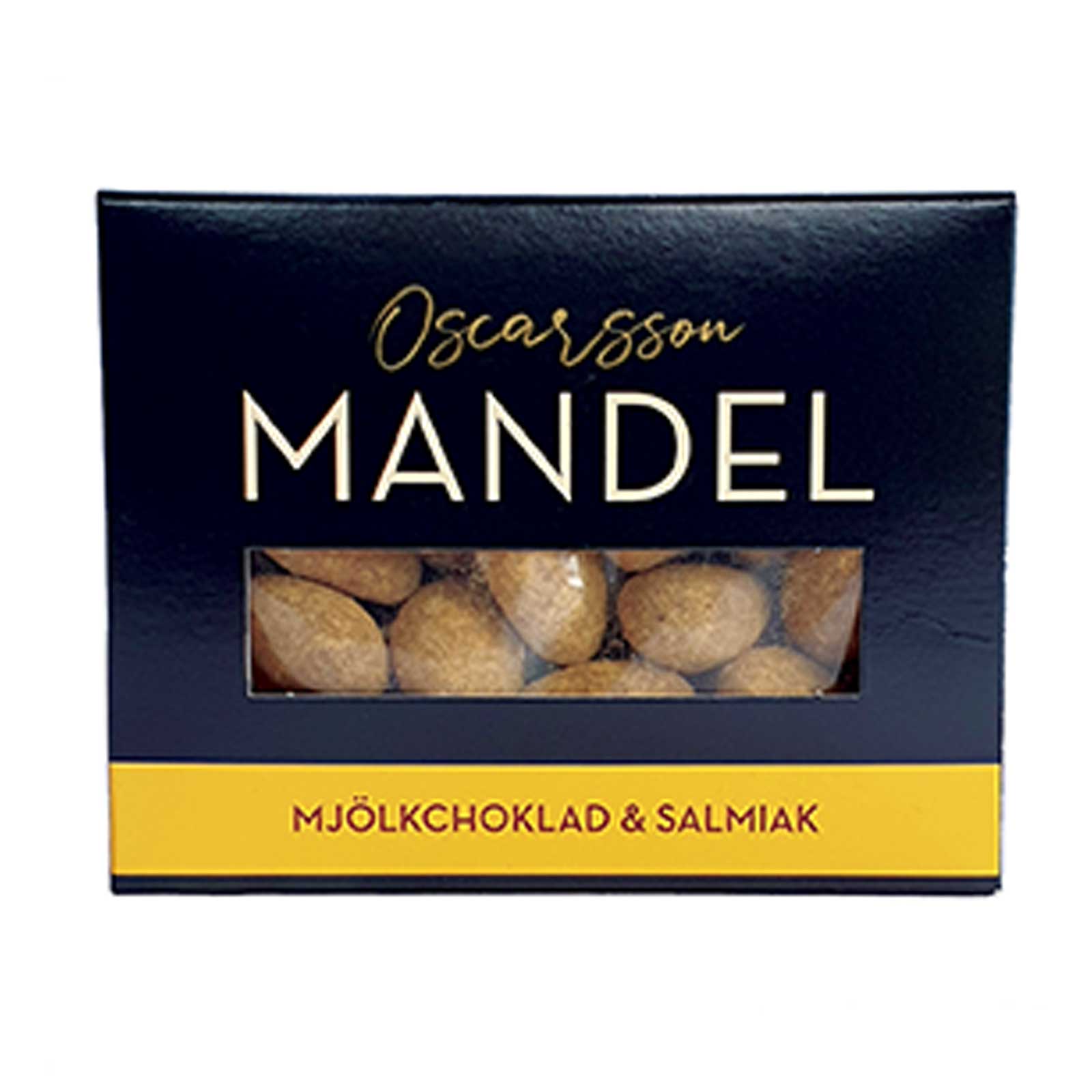 Mandel doppad i mjölkchoklad med salmiak